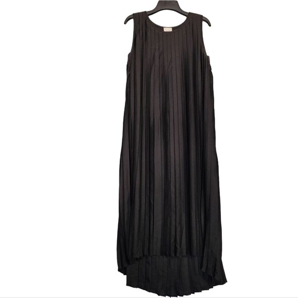 Elk the Label Tekstur Black Pleated High Low Maxi dress Sleeveless US 6 - Picture 3 of 9